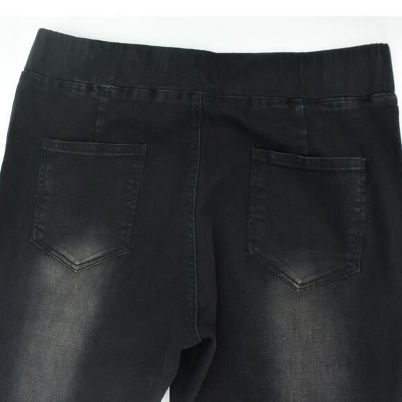 Womens Black Flare Jeans Elastic Waist Skinny Bell Bottom Stretch Denim XL - Picture 7 of 8